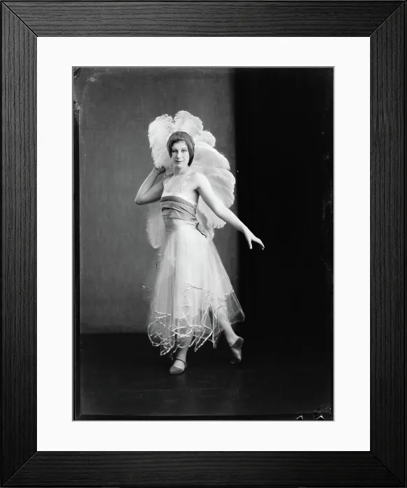 Framed Print : Dancer with fan, 1930s, Wellington, by Cuba Photographic Studio Framed Print : Dancer with fan, 1930s, Wellington, by Cuba Photographic Studio