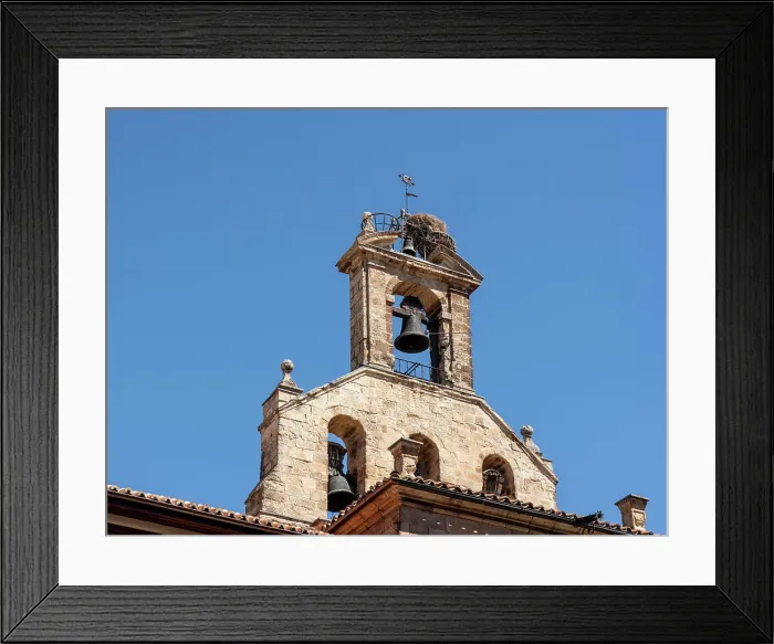 Framed Print : Stork nest on bell tower of Inglesia de San Martin de Tours in Salamanca Spain Storks nest on the bell tower of St Framed Print : Stork nest on bell tower of Inglesia de San Martin de Tours in Salamanca Spain Storks nest on the bell tower of St