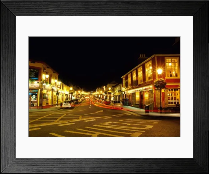 Framed Print : Stores lit up at night, Westport, Ireland