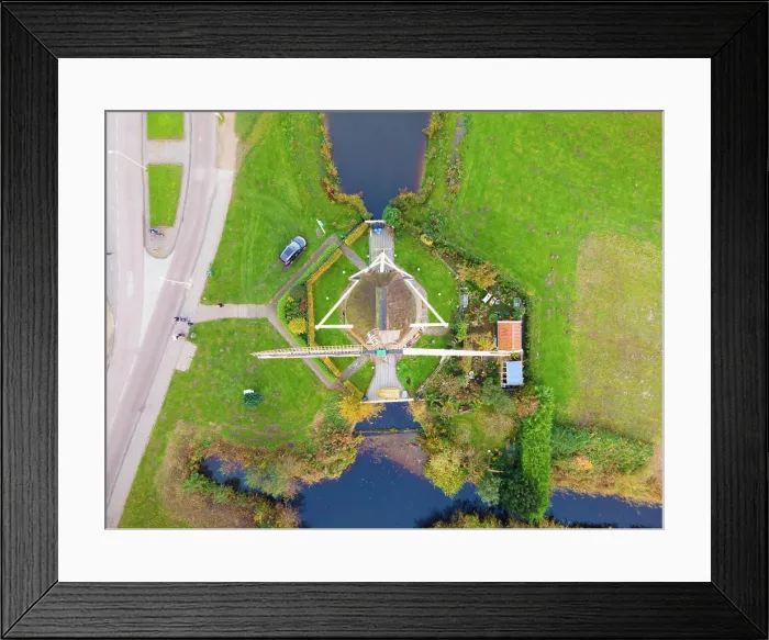 Framed Print : Amsterdam, The Netherlands, 8th November 2020 Riekermolen near the Amstelpark old dutch windmill aerial Amsterdam