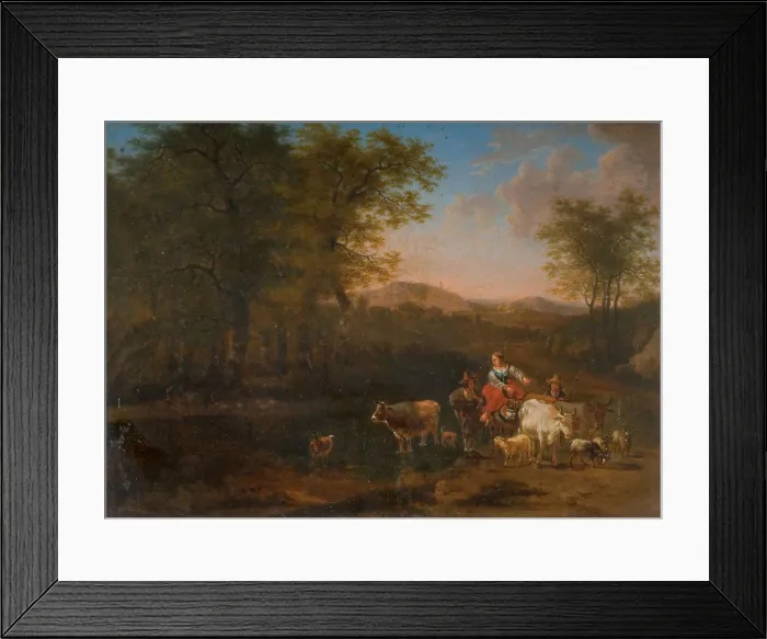 Framed Print : Pastoral Landscape With Figures Framed Print : Pastoral Landscape With Figures