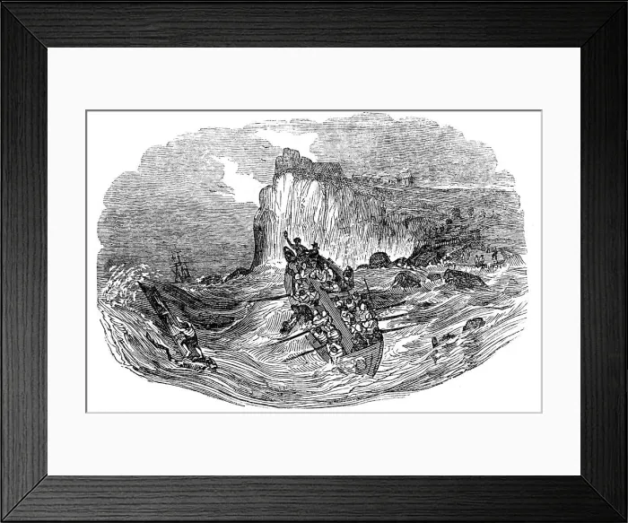 Framed Print : Engraving depicting Henry Greathead's design of a lifeboat. Dated 19th Century Framed Print : Engraving depicting Henry Greathead's design of a lifeboat. Dated 19th Century
