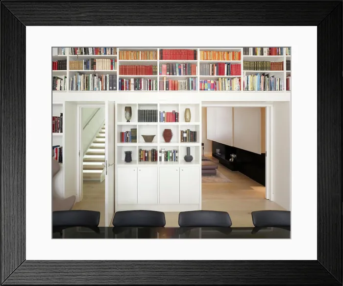 Framed Print : Interior, Day, Mezzanine Library And Office, , United Kingdom, Architect Houston Morris Architects