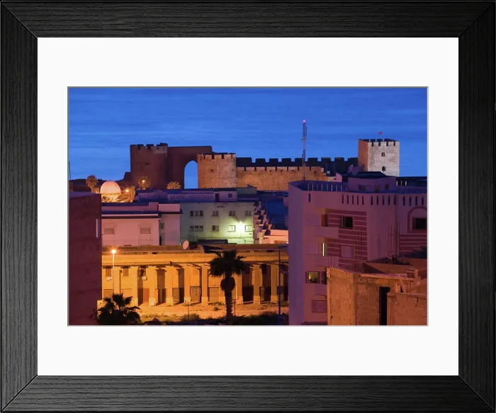 Framed Print : MOROCCO, Atlantic Coast, SAFI: Qasr, al, Bahr Portuguese Fort (b.1508) & Town / Evening Framed Print : MOROCCO, Atlantic Coast, SAFI: Qasr, al, Bahr Portuguese Fort (b.1508) & Town / Evening