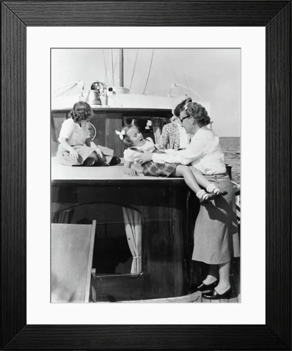 Framed Print : RVD / Royal House photo collection. Queen Juliana with the Princesses Beatrix and Margriet on the boat, 1948. 1948 Framed Print : RVD / Royal House photo collection. Queen Juliana with the Princesses Beatrix and Margriet on the boat, 1948. 1948
