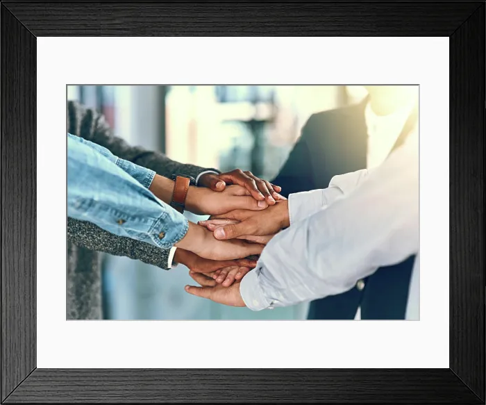 Framed Print : Business people, hands and stack in office for team building Framed Print : Business people, hands and stack in office for team building