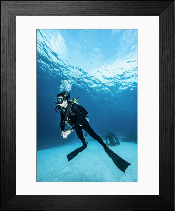 Framed Print : woman diving at the Andaman Sea / Thailand Framed Print : woman diving at the Andaman Sea / Thailand