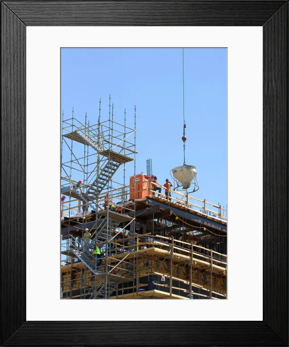 Framed Print : Scaffolding on construction site in Boise, Idaho Framed Print : Scaffolding on construction site in Boise, Idaho