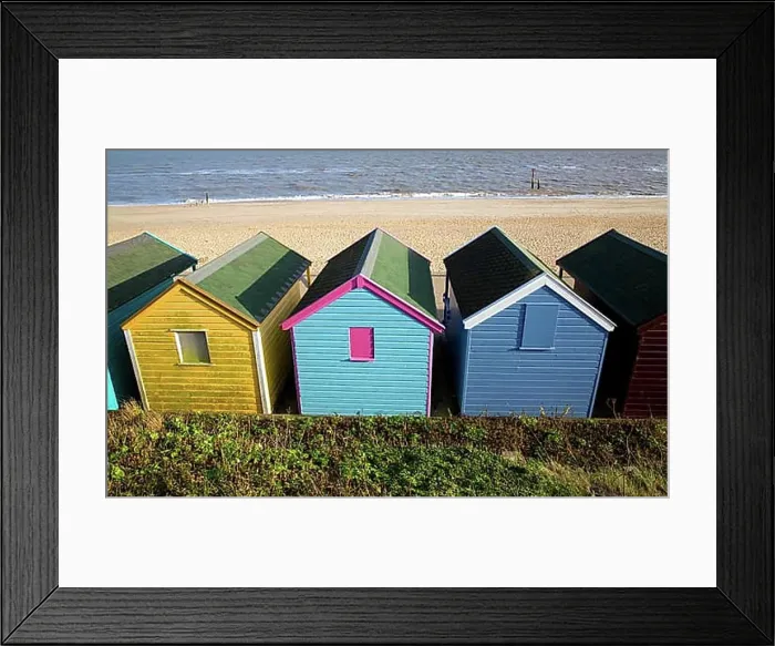 Framed Print : Colourful beach huts, Southwold, Suffolk, England, United Kingdom, Europe