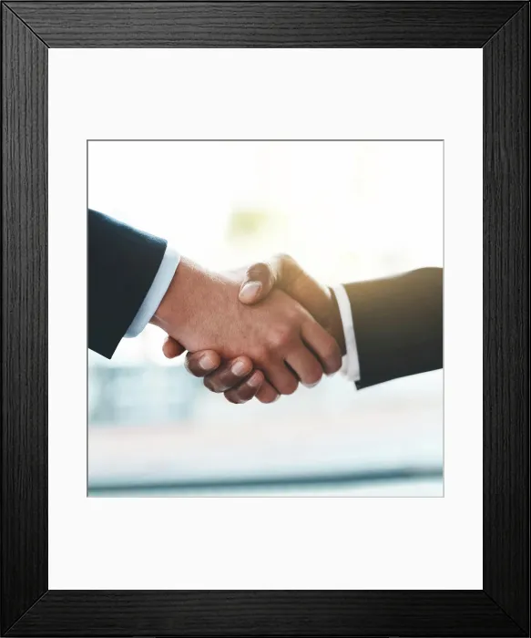 Framed Print : Handshake, deal and business people in office with agreement for collaboration Framed Print : Handshake, deal and business people in office with agreement for collaboration