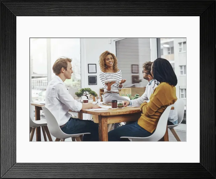 Framed Print : Business people, teamwork and feedback in meeting Framed Print : Business people, teamwork and feedback in meeting