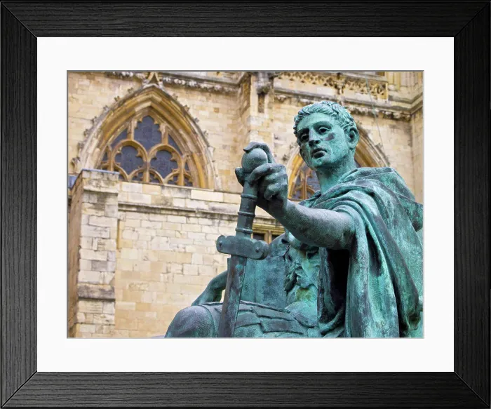 Framed Print : England, North Yorkshire, York. Statue of Roman Emperor Constantine the Great near the main entrance to York Minster Framed Print : England, North Yorkshire, York. Statue of Roman Emperor Constantine the Great near the main entrance to York Minster