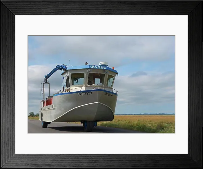 Framed Print : Amphibious vehicle on the road on the way to the mussel harvest, Cherrueix, Brittany, France, Europe Framed Print : Amphibious vehicle on the road on the way to the mussel harvest, Cherrueix, Brittany, France, Europe