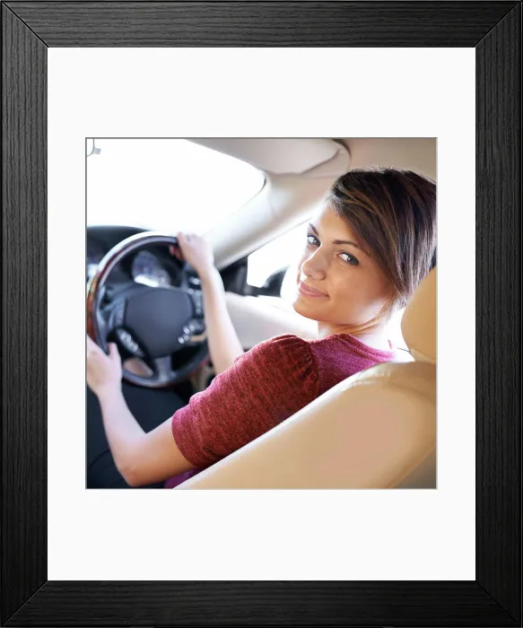 Framed Print : Portrait, driving and woman on morning commute