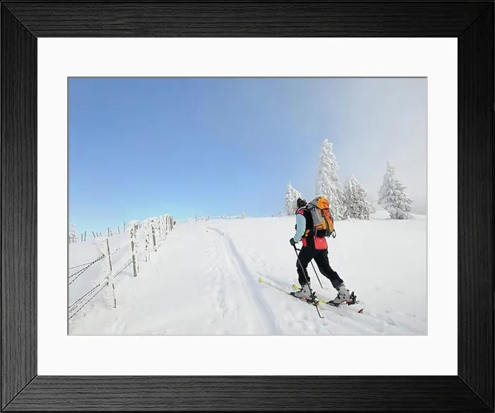 Framed Print : Ski hiker ascending, Mt. Unterberg, Lower Austria, Austria, Europe Framed Print : Ski hiker ascending, Mt. Unterberg, Lower Austria, Austria, Europe