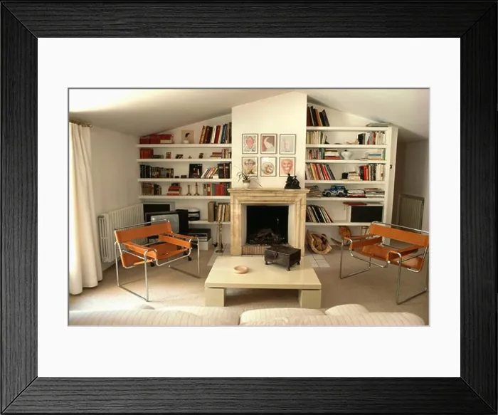 Framed Print : Fireplace in modern living room Framed Print : Fireplace in modern living room