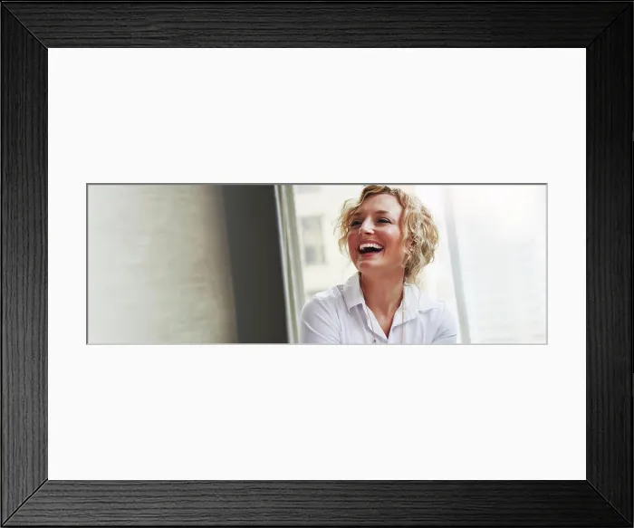 Framed Print : Thinking, excited and business woman in office for inspiration Framed Print : Thinking, excited and business woman in office for inspiration