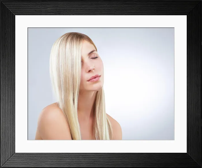 Framed Print : Straight hair, beauty and woman with eyes closed in makeup isolated on a white studio background Framed Print : Straight hair, beauty and woman with eyes closed in makeup isolated on a white studio background