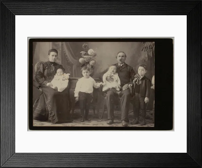 Framed Print : Gelatin silver print - Portrait of an unidentified family Framed Print : Gelatin silver print - Portrait of an unidentified family