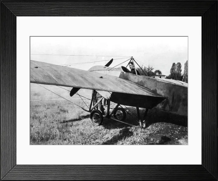 Framed Print : Captain Moizo aboard his Newport in Libya in 1912