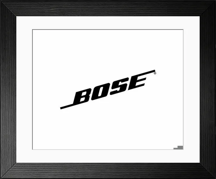 Framed Print : Bose Corporation, Rotated Logo, White Background Framed Print : Bose Corporation, Rotated Logo, White Background