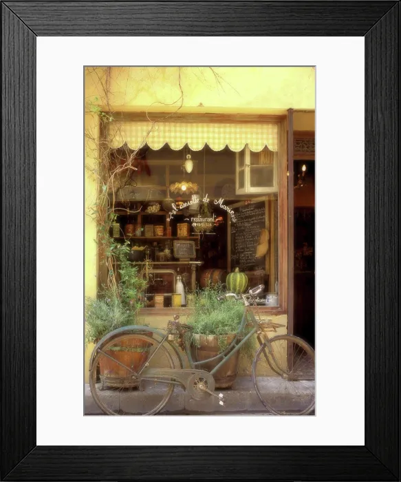 Framed Print : A bicycle parked in front of a store, St.-Remy-de-Provence, France