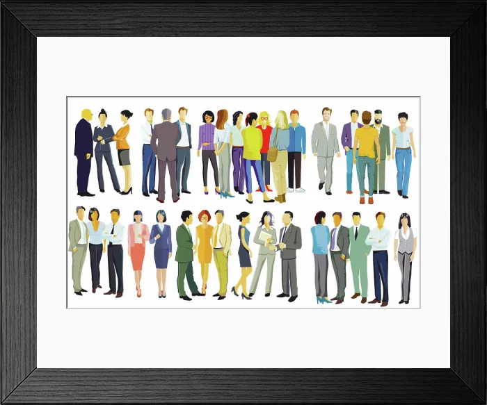Framed Print : 2-groups. JPG Two large groups of people on a white background Framed Print : 2-groups. JPG Two large groups of people on a white background