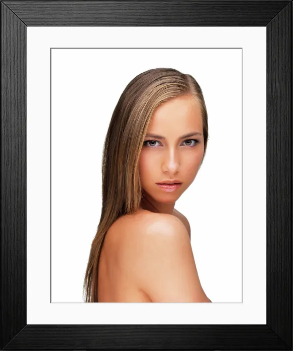 Framed Print : Portrait, beauty and skincare with shoulder of woman in studio isolated on white background for wellness Framed Print : Portrait, beauty and skincare with shoulder of woman in studio isolated on white background for wellness