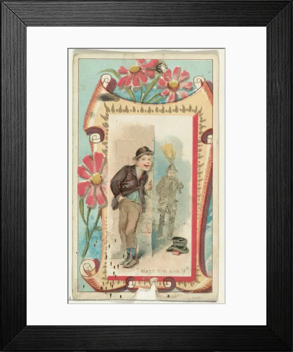 Framed Print : 'Watch him kick it, ' from the Terrors of America set (N136) issued by Duke Sons & Co Framed Print : 'Watch him kick it, ' from the Terrors of America set (N136) issued by Duke Sons & Co