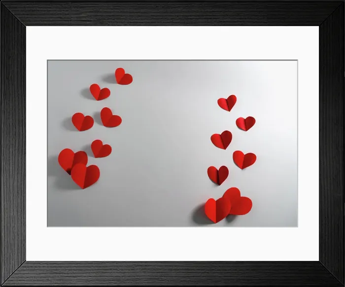 Framed Print : Valentine card with red heart on white background, abstract, fla Framed Print : Valentine card with red heart on white background, abstract, fla