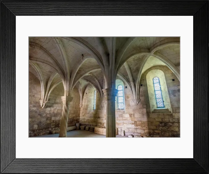 Framed Print : France, Bouches-du-Rhone, cistercian abbey of Silvacane, capitular hall or chapter hall (13th-14th century) Framed Print : France, Bouches-du-Rhone, cistercian abbey of Silvacane, capitular hall or chapter hall (13th-14th century)