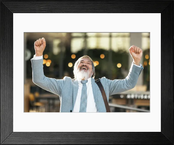 Framed Print : Senior businessman with success Framed Print : Senior businessman with success