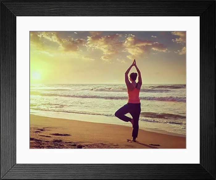 Framed Print : Vintage retro effect filtered hipster style image of Yoga outdoors Framed Print : Vintage retro effect filtered hipster style image of Yoga outdoors