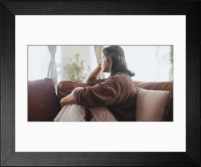 Framed Print : Mental health, thinking and woman with depression Framed Print : Mental health, thinking and woman with depression