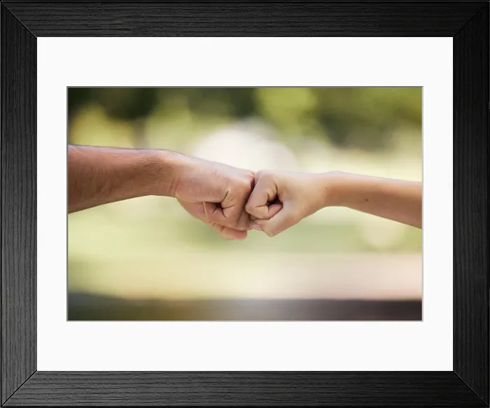 Framed Print : Teamwork, fist bump and people with outdoor support Framed Print : Teamwork, fist bump and people with outdoor support