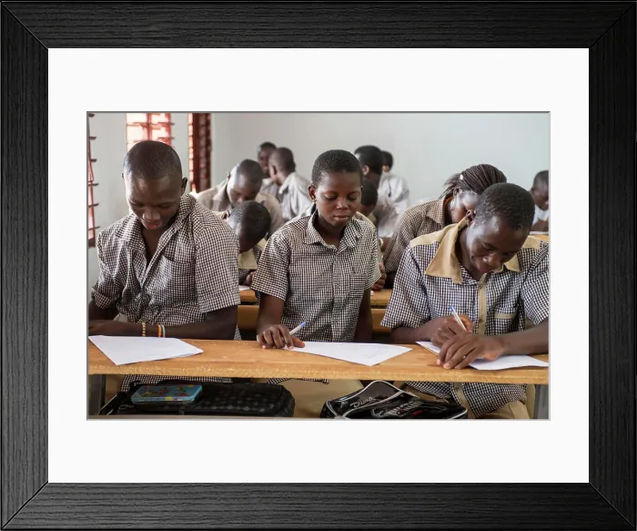 Framed Print : Bethel School, Gourcy, Burkina Faso, Gourcy, Burkina. Architect: Article 25, 2013. Students in the classroom Framed Print : Bethel School, Gourcy, Burkina Faso, Gourcy, Burkina. Architect: Article 25, 2013. Students in the classroom