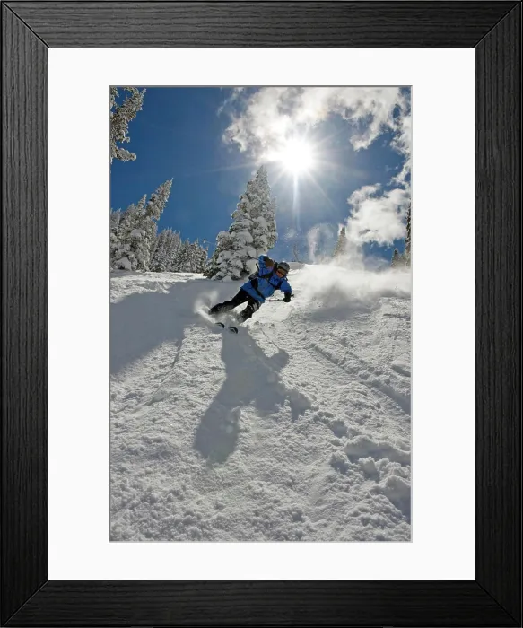Framed Print : Deep powder in the Wasatch Backcountry, Wasatch Mountains, near Salt Lake City, Utah (MR)