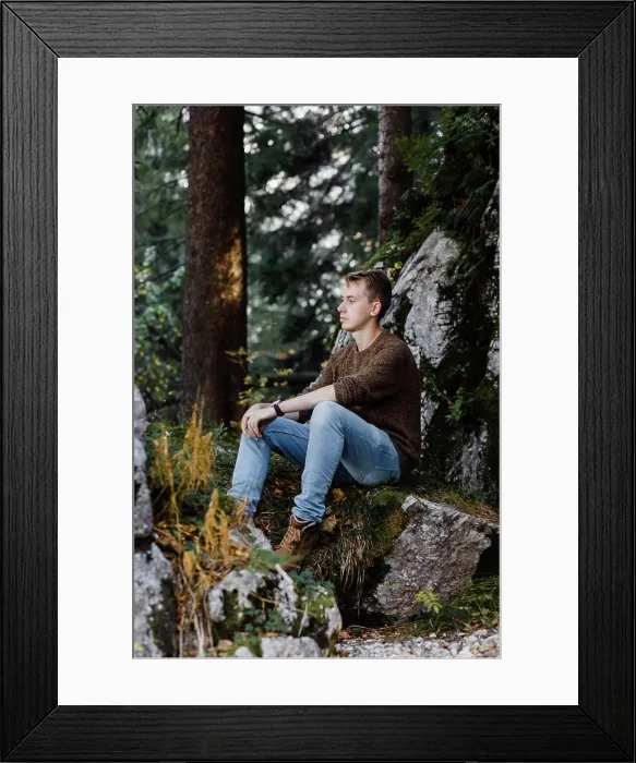 Framed Print : young male tourist on a walk in the Austrian forests Framed Print : young male tourist on a walk in the Austrian forests