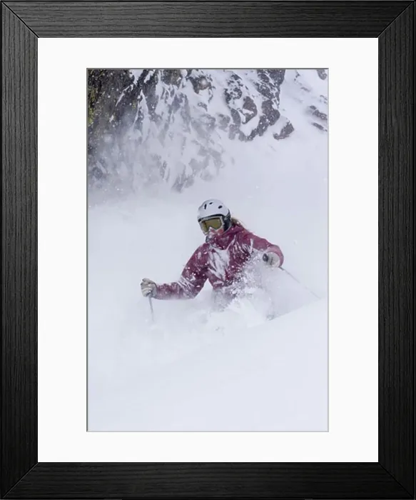Framed Print : Woman skiing on snow