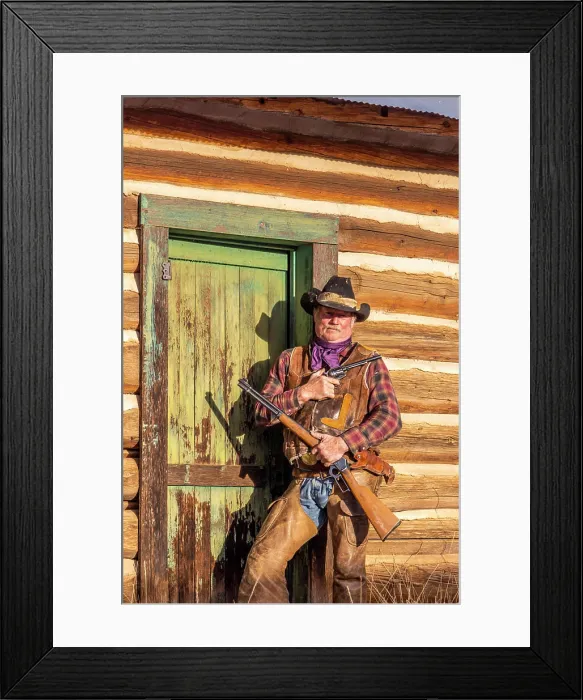 Framed Print : USA, Wyoming. Hideout Horse Ranch, wrangler portrait. (MR, PR) Framed Print : USA, Wyoming. Hideout Horse Ranch, wrangler portrait. (MR, PR)