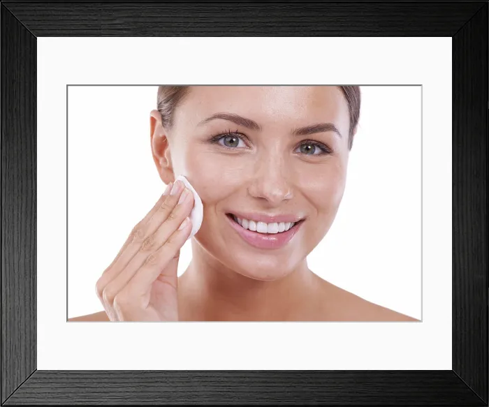 Framed Print : Woman, makeup remover and portrait with cotton pad Framed Print : Woman, makeup remover and portrait with cotton pad