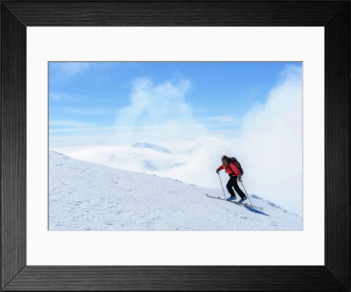 Framed Print : Sweden, Norrbotten. Woman backcountry skiing in the Abisko Alps. (MR) Framed Print : Sweden, Norrbotten. Woman backcountry skiing in the Abisko Alps. (MR)