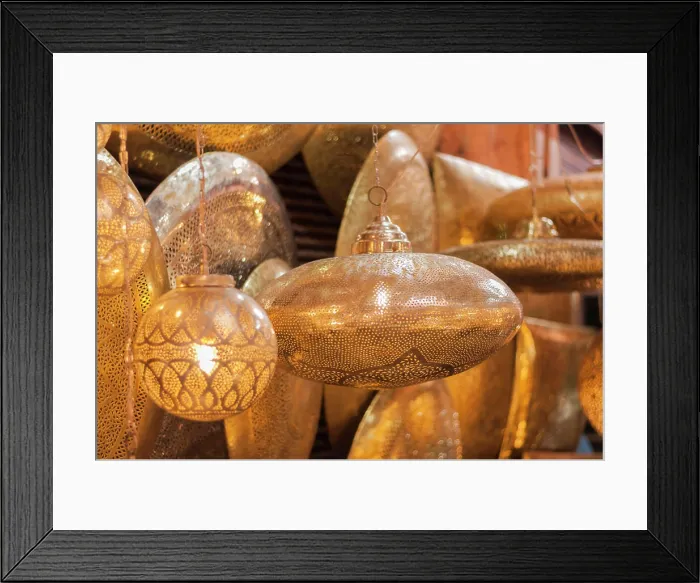 Framed Print : Oriental lampshades Background of oriental lampshades in a souk Framed Print : Oriental lampshades Background of oriental lampshades in a souk