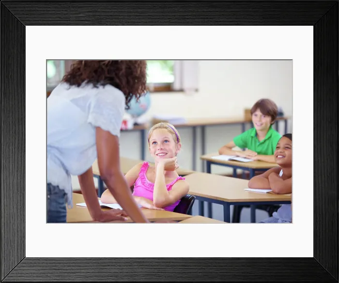 Framed Print : Teaching, woman teacher and happy children in education Framed Print : Teaching, woman teacher and happy children in education