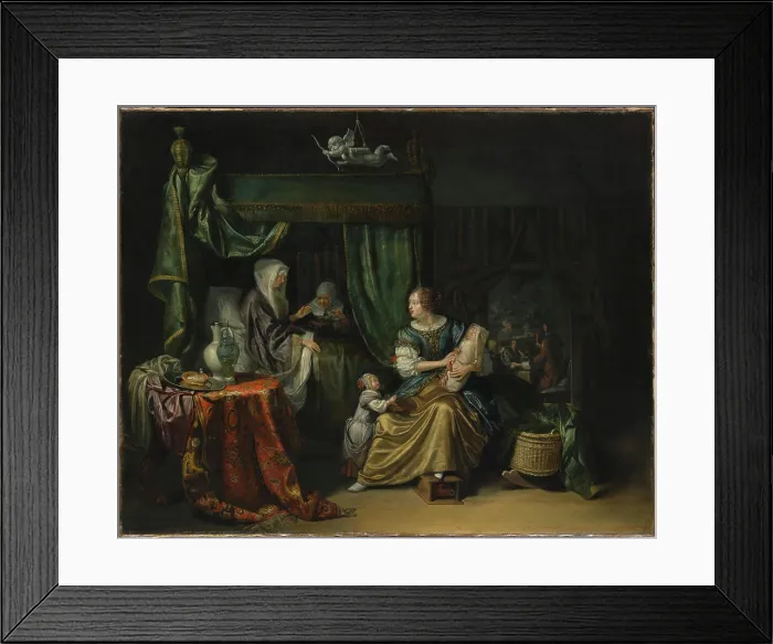 Framed Print : The Newborn Baby 1675 Matthijs Naiveu Dutch. The Newborn Baby 437178