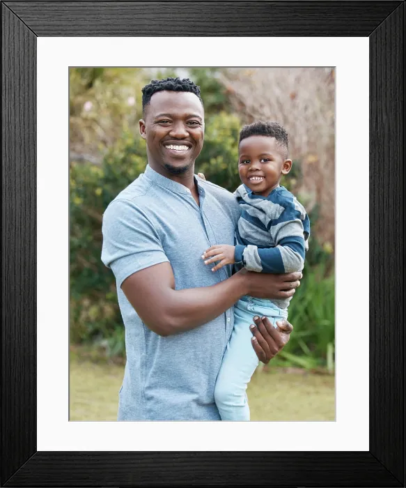 Framed Print : Happy, father or portrait of child in park for support in nature for care Framed Print : Happy, father or portrait of child in park for support in nature for care