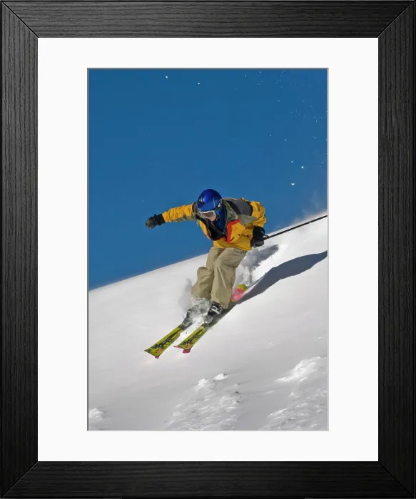 Framed Print : New Mexico, USA, Man Skiing Powder, MR Framed Print : New Mexico, USA, Man Skiing Powder, MR
