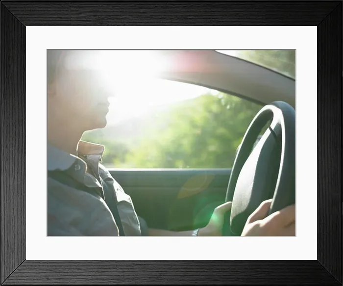 Framed Print : Man driving in convertible Framed Print : Man driving in convertible
