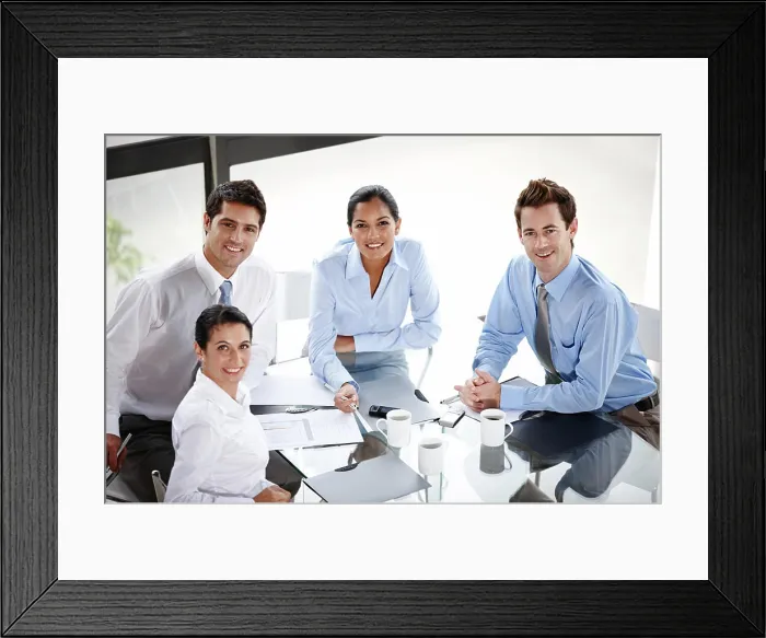 Framed Print : Business people, portrait and paperwork in meeting for planning