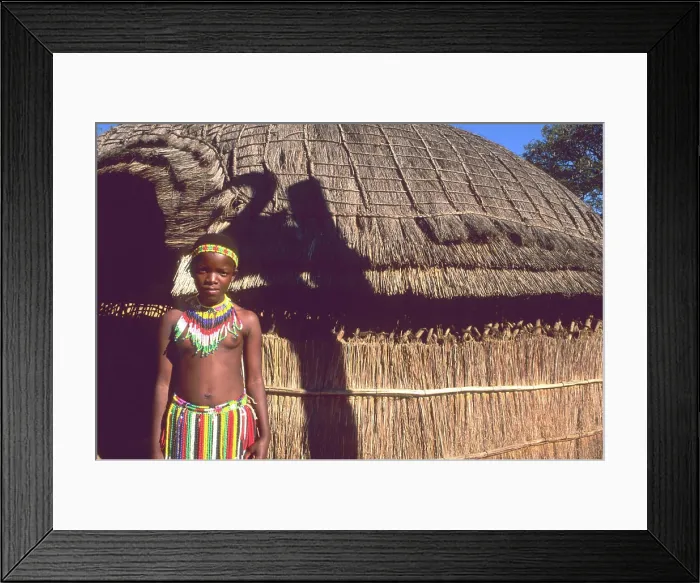 Framed Print : Young Girl in Native Zulu Tribe at Shakaland Center South Africa (MR)